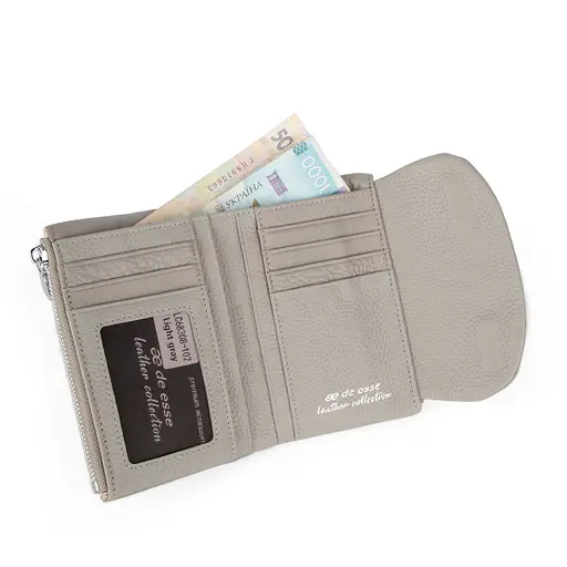 Гаманець жіночий шкіряний De Esse LC68308 -102 світло-сірий на магніті - фото 2