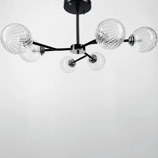 Стельова люстра в чорному корпусі на 6 ламп Line.F Колір фурнітури хром - фото 1