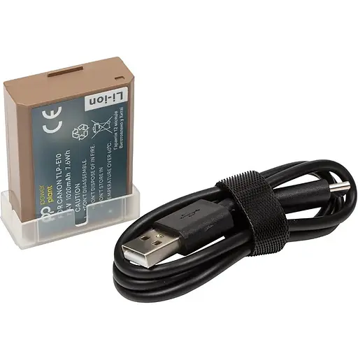 Акумулятор PowerPlant Canon TLP-E10 1020mAh з кабелем Type-C