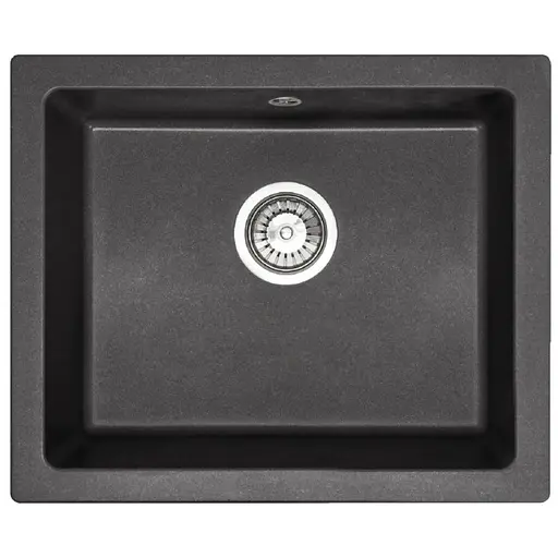 Гранітна кухонна мийка Rea Nels black з білим вкрапленням ZLE-00114, Чорний матовий - фото 7