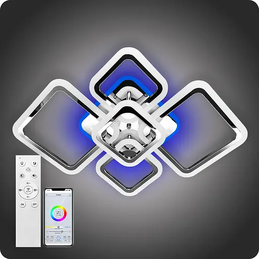 Люстра світлодіодна 517 Light 3color з пультом 114Вт Хром (01450) - фото 2