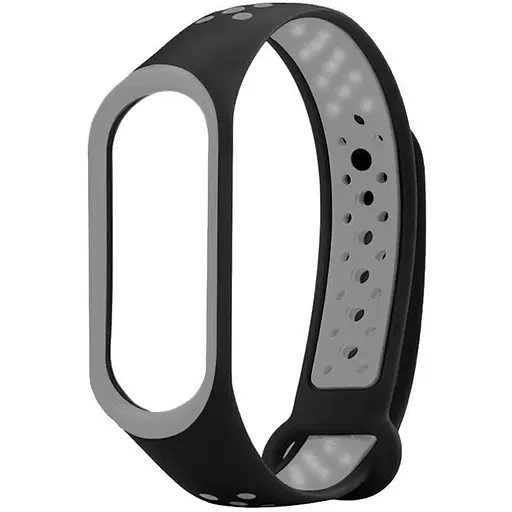 Ремінець для фітнес-браслета MiJobs для Xiaomi Mi Band 3 і 4 Nike design чорний з сірим