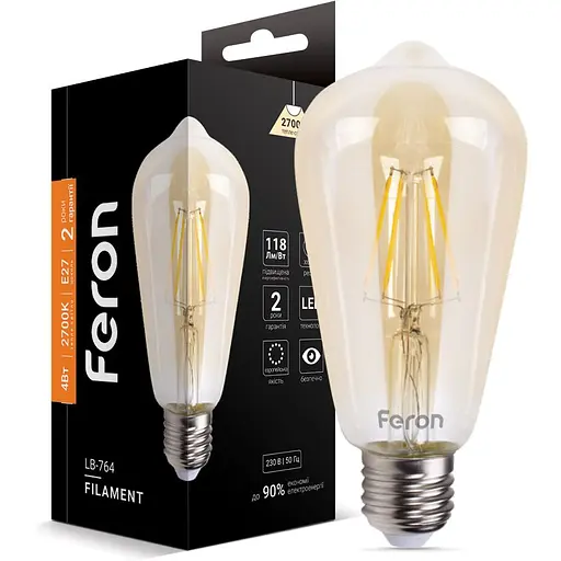Світлодіодна лампа Feron LB-764 ST64 золото  230V 4W E27 2700K (25857)