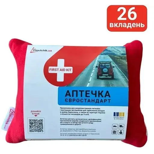 Аптечка медична автомобільна Poputchik Євростандарт згідно ТУ м'який футляр (02-083-М) - фото 2