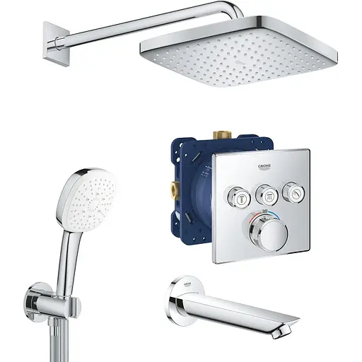 Душова система прихованого монтажу Grohe Grohtherm Smartcontrol з New Tempesta 250 UA26415SC6, Хром - фото 1