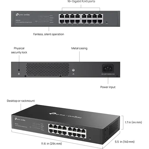 Коммутатор TP-Link 16-портовий гигабитний комутатор, ES216G (ES216G) - фото 5