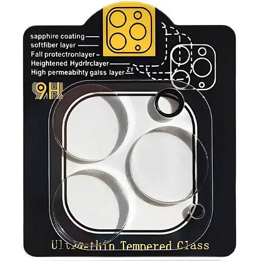 Захисне скло Epik на камеру Full Block тех.пак для Apple iPhone 11 Pro 5.8/11 Pro Max 6.5 Прозорий