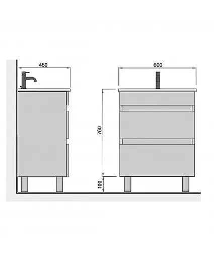Тумба Мойдодир MoonShine 60 з умивальником Vivace 60 на ніжках Білий - фото 7