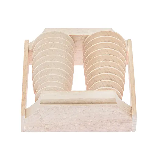 Масажер для стоп дерев'яний для профілактики плоскостопості та рефлекторного масажу на 2 ролики на одну ногу, Woodly 87039 - фото 4