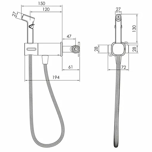 Набір прихованого монтажу гігієнічного душу Imprese Bilovec black matt f03900910AA, Чорний матовий - фото 2
