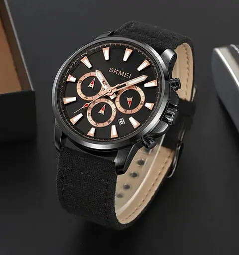 Чоловічий наручний годинник Skmei 2071 на нейлоновому ремінці (Чорний) - фото 3
