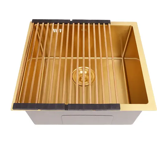 Золота мийка для кухні Nett NG-5045 з нержавійки 50 см під стільницю - фото 4