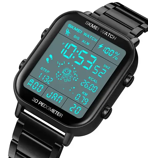 Чоловічий наручний годинник Skmei 1888 astronaut фітнес трекер (Чорний) - фото 4