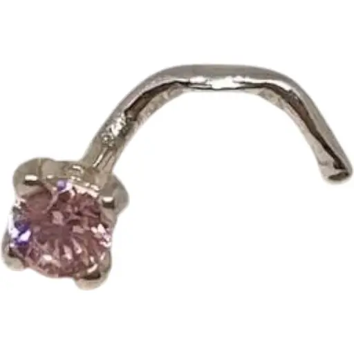 Серебряная серьга-пирсинг в нос Dear. 1017.2С Розовый (светлый)