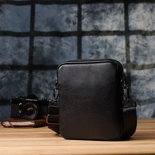 Компактна чоловіча сумка на плече з натуральної шкіри Vintage 18х21,5х4 см sum0027490 - фото 10