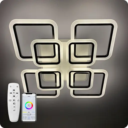 Люстра світлодіодна 517 Dlight 3color з пультом 145Вт Чорний (01918) - фото 1