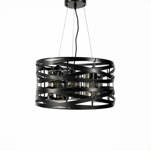 Люстра Лофт у чорному корпусі плетений овал Line.F Колір плафона Янтарний - фото 9