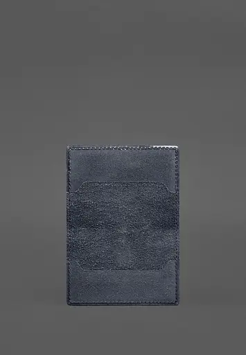 Кожаная обложка для пенсионного удостоверения темно-синяя - фото 4