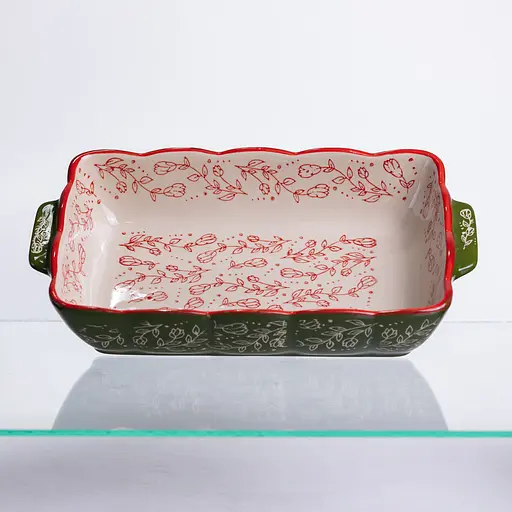 Форма для випікання Vintage 28×17×5 (см) прямокутна форма для випікання в духовці з ручками Зелений Yiwu HM05-10 - фото 3