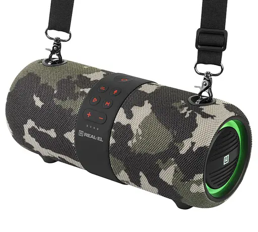 Портативна колонка Real-El RX733 24W Bluetooth TWS, RGB, Haki - фото 6