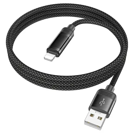 Кабель Hoco U126 Lantern charging data cable USB-A to Lightning 1.2 м с дисплеем черный - фото 1