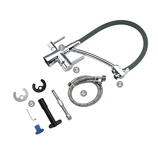 Смеситель для кухни высокий силиконовый гусак под фильтр латунный корпус гайка Ø35 серый/хром Gappo G4398-17 Серый - фото 4