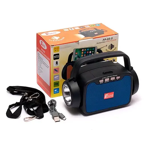 Радіо + колонка + MP3-плеєр EPE FP-95-S USB із сонячною панеллю (Синій) - фото 2
