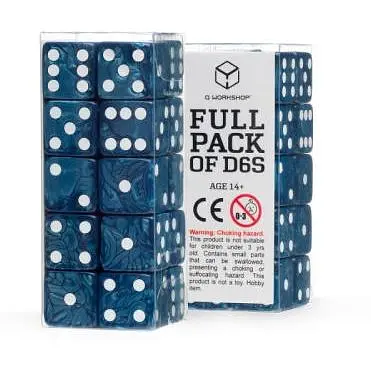Набір кубиків Q-Workshop Full Pack D6s: Cobalt&White (20 шт.) (S20604) - фото 1