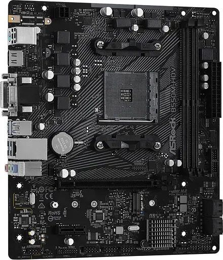 ASRock B550M-HDV (AM4/B550, 2*DDR4, PCIex16, DVI/HDMI/VGA, 4xSATAIII, M.2, GLan, 7.1ch, mATX) - фото 2