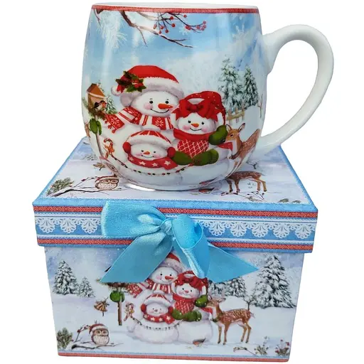 Чашка новорічна R33360 Зимова історія порцелянова в подарунковій коробці 420 мл Біла - фото 1