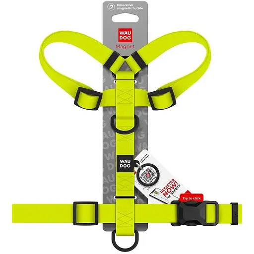 Шлейка для собак Waudog Magnet водостойкая анатомическая Н-образная с QR-паспортом, магнитная пряжка-фастекс, М - фото 4