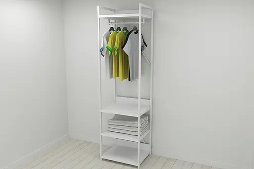 Шафа Гардероб Уні секція 3 серії Коннект Ferrum-decor 220x60x50см Білий метал ДСП Білий 32 мм (FRD-104531) - фото 8