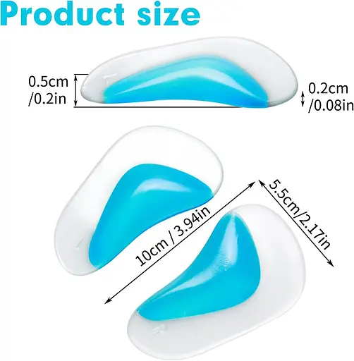WLLHYF 3 пары гелевых прокладок для поддержки арки, клейкие силиконовые ортопедические стельки, амортизация, вставки для обуви - фото 2