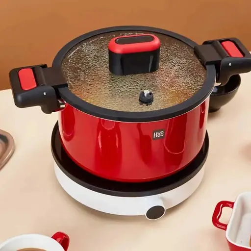 Каструля-скороварка Huo Hou HU0160 Stainless Steel Enamel Micro Pressure Cooker червона  - фото 5