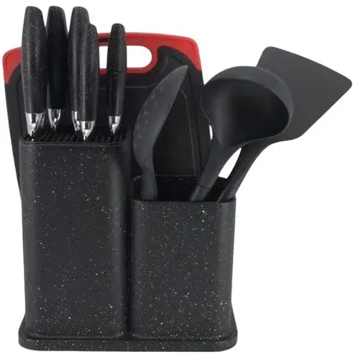 Набір кухонного приладдя Bright Chef на підставці 10 предметів 62 KS чорний - фото 1