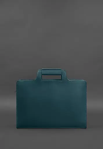 Жіноча шкіряна сумка для ноутбука і документів зелена - фото 3