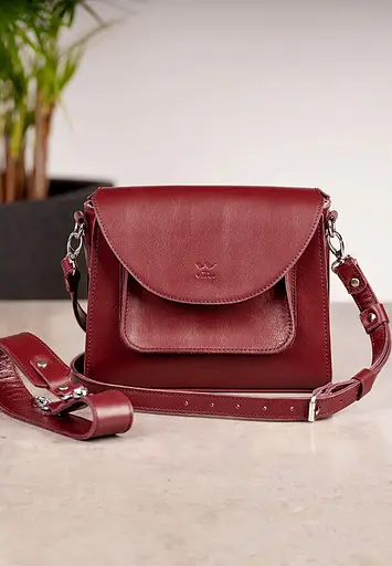 Жіноча шкіряна сумка Liv бордова - фото 2
