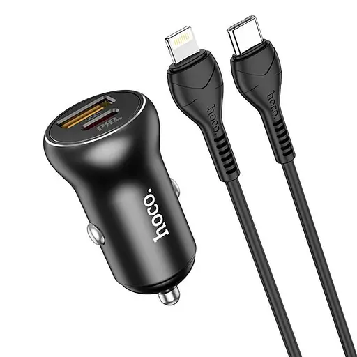 Адаптер автомобильный HOCO Type-C to Lightning Cable Smooth Road Car Charger NZ5 30W Black - фото 6