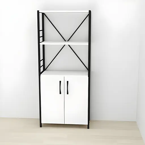 Етажерка 3/60 Ferrum-decor Серії Конект із тумбою 144x60x28 Чорний ДСП Білий (FRD-104442)