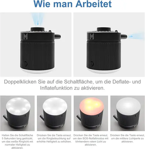 Портативный электрический воздушный насос для надувания и сдувания с батареей и кабелем USB C - фото 3