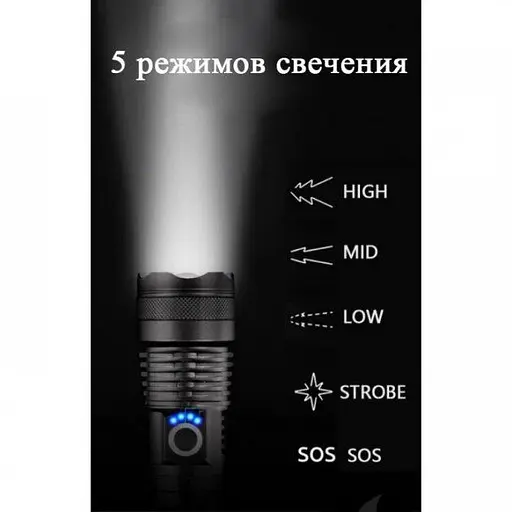 Фонарь COP BL-X72-P90 1880000W + zoom + microЗУ + 5 режимов - фото 4
