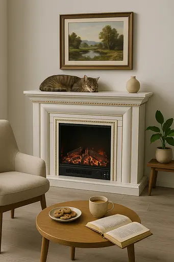 Електричний камін Elizabet Gold Bluetooth звук потріскування дров 1500Вт (10080126) - фото 2