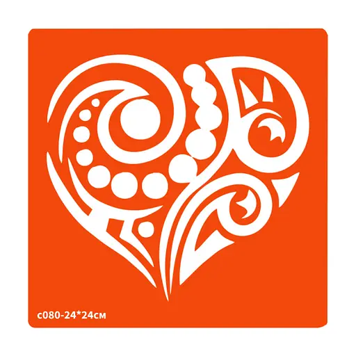 Трафарет для био-тату Сердечко Fresh Tattoo c080-24*24см, размер 24х24см - фото 1