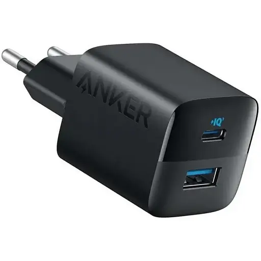 Блок живлення зарядний пристрій Anker PowerPort 323 PowerIQ 2 порти Type-C чорний - фото 1