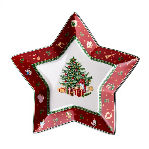 Блюдо сервірувальне новорічне для закусок Christmas 25.5 порцелянове Yiwu HP-SDHK-19