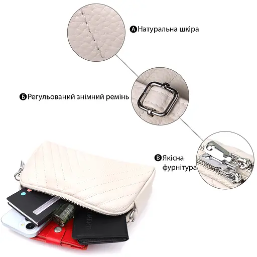 Сумка Vintage прошита треугольниками из натуральной кожи 22х13х6.5 см sum0027519 - фото 4