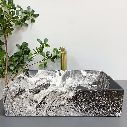 Умивальник VBI Latina dark marmo matt накладний VBI-013104, Чорний матовий - фото 4