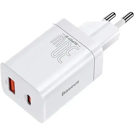Сетевое зарядное устройство для Baseus Super Si Pro Quick Charger C+U 30W EU белый (CCSUPP-E02) - фото 1