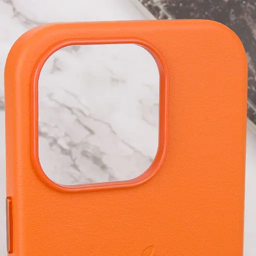 Кожаный чехол Leather Case AAA with MagSafe and Animation для Apple iPhone 14 Pro 6.1 Orange - фото 8