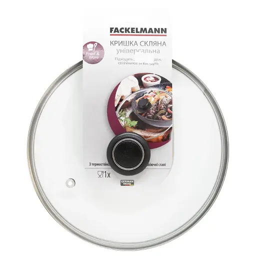 Уценка. Крышка для сковороды Fackelmann стеклянная с металлическим ободком D 24 см (9937)